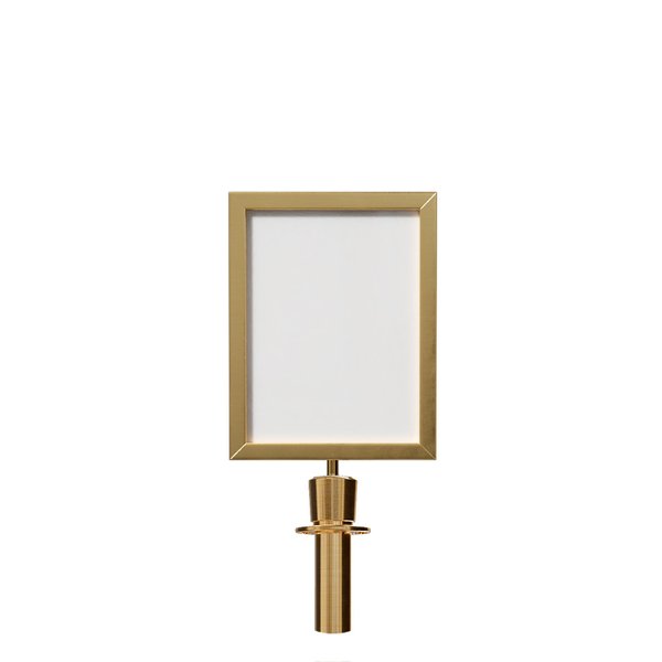 Montour Line Post and Rope Stanchion Sign Frame 11 x 14 in. V Satin Brass Steel HDSF-1114-V-SB-PR